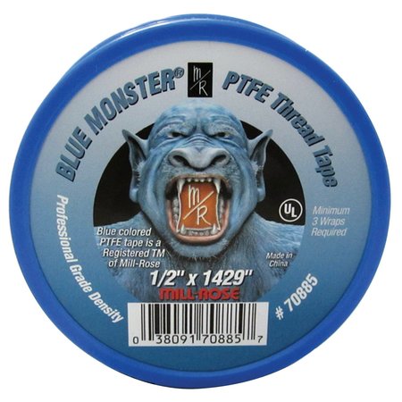 BLUE MONSTER PTFE Thread Sealant Tape, 1/2 in W x 119 ft L, Blue 70885